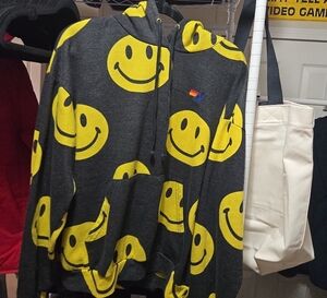 Smiley Face Gray and Yellow Men's Sweater